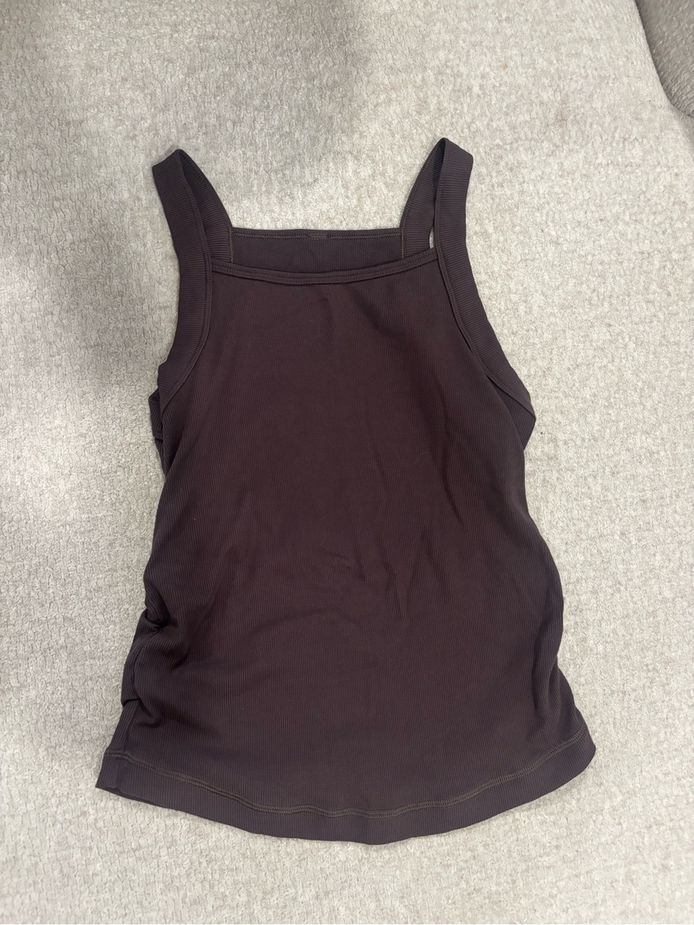 Vuori Ribbed Square Neck Tank - Dark Brown